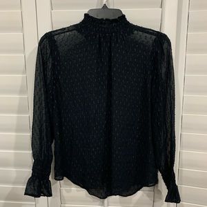 Ann Taylor Navy blue blouse with metallic detailing